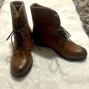 Jessica Cline Cognac Combat Boots